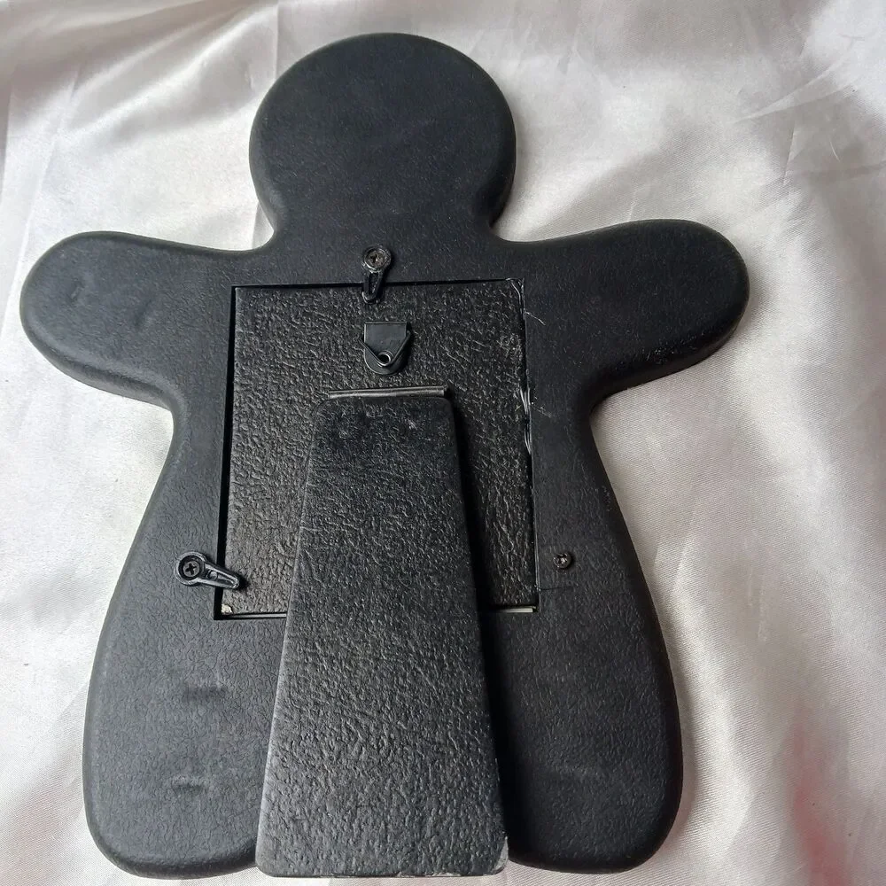 GINGERBREAD MAN BROWN faux leather PHOTO FRAME-HOLDS 3X3 PICTURE